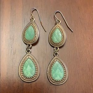 Gold and aqua earrings